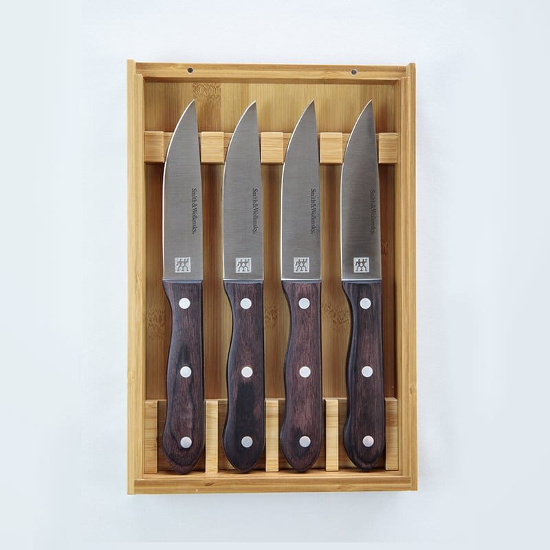 Set of four S&W steak knives in a presentation box