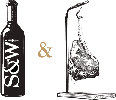 Sketch of S&W wine and steak