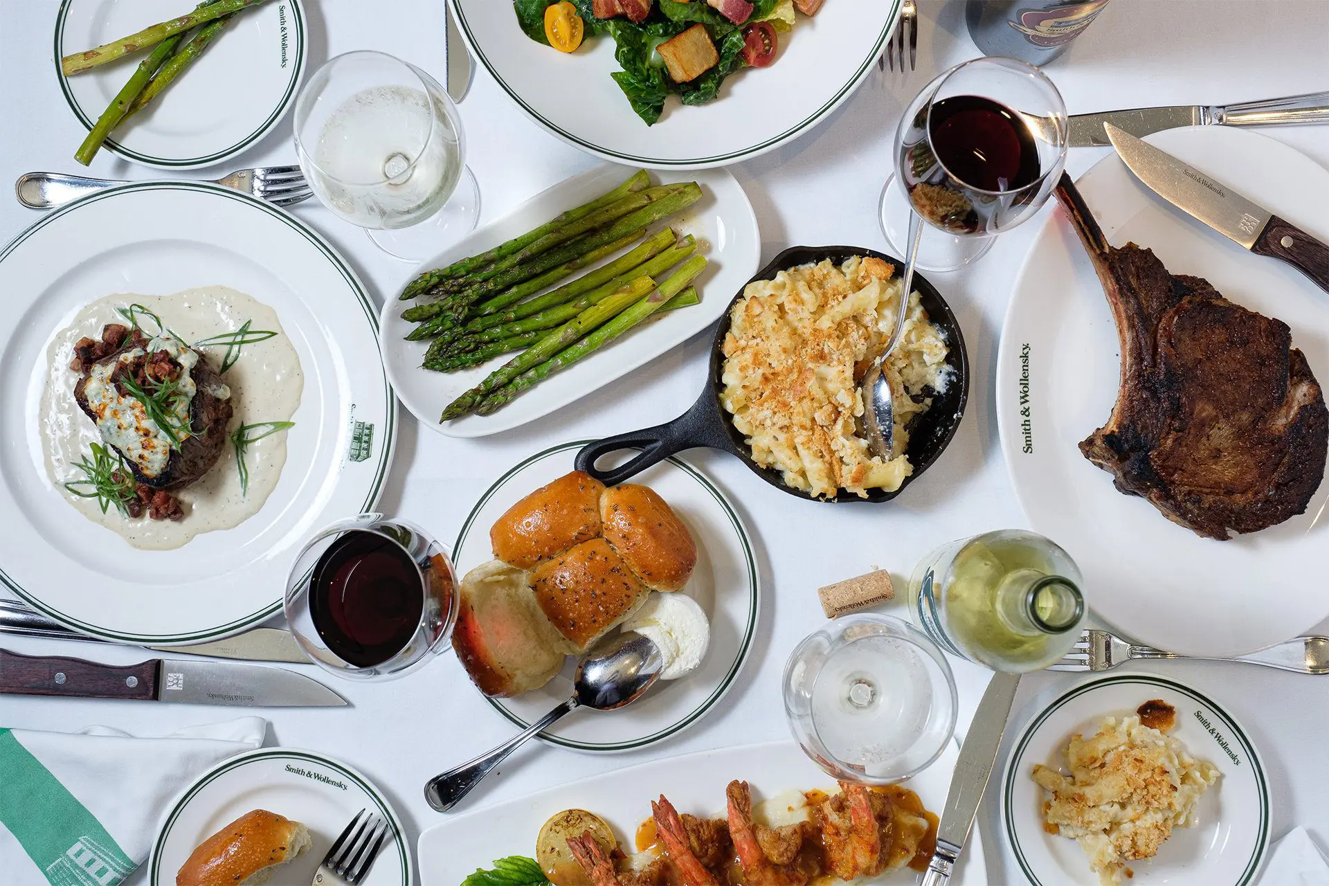 Table full of several dishes in S&W