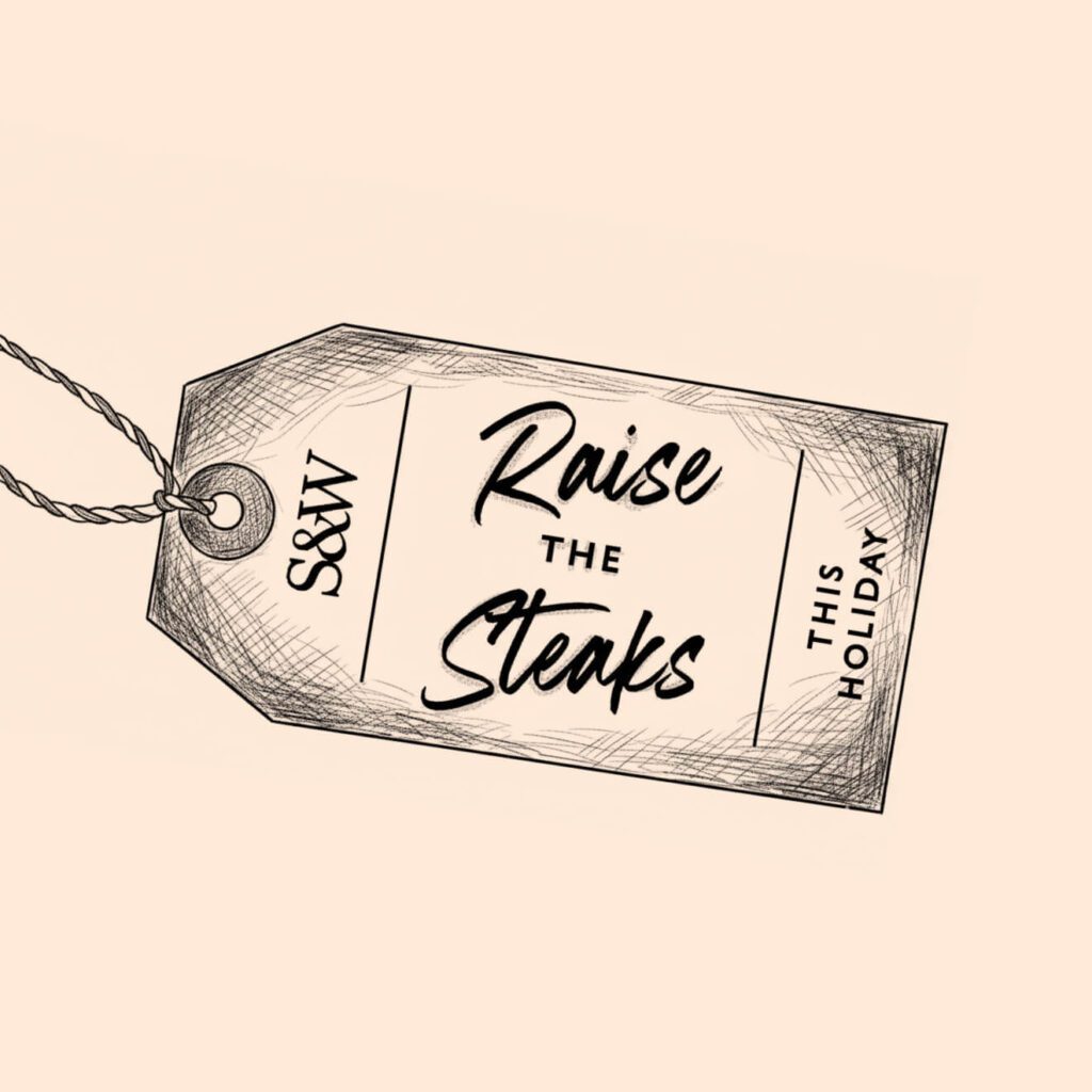A hand-drawn gift tag with the text: 